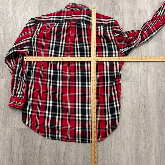 Vintage Tommy Hilfiger Button Shirt Men's Medium Red Plaid Check Flannel 90s - Picture 6 of 6